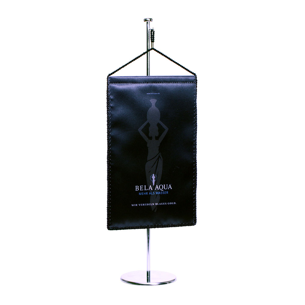 Tischwimpel mit Chromständer