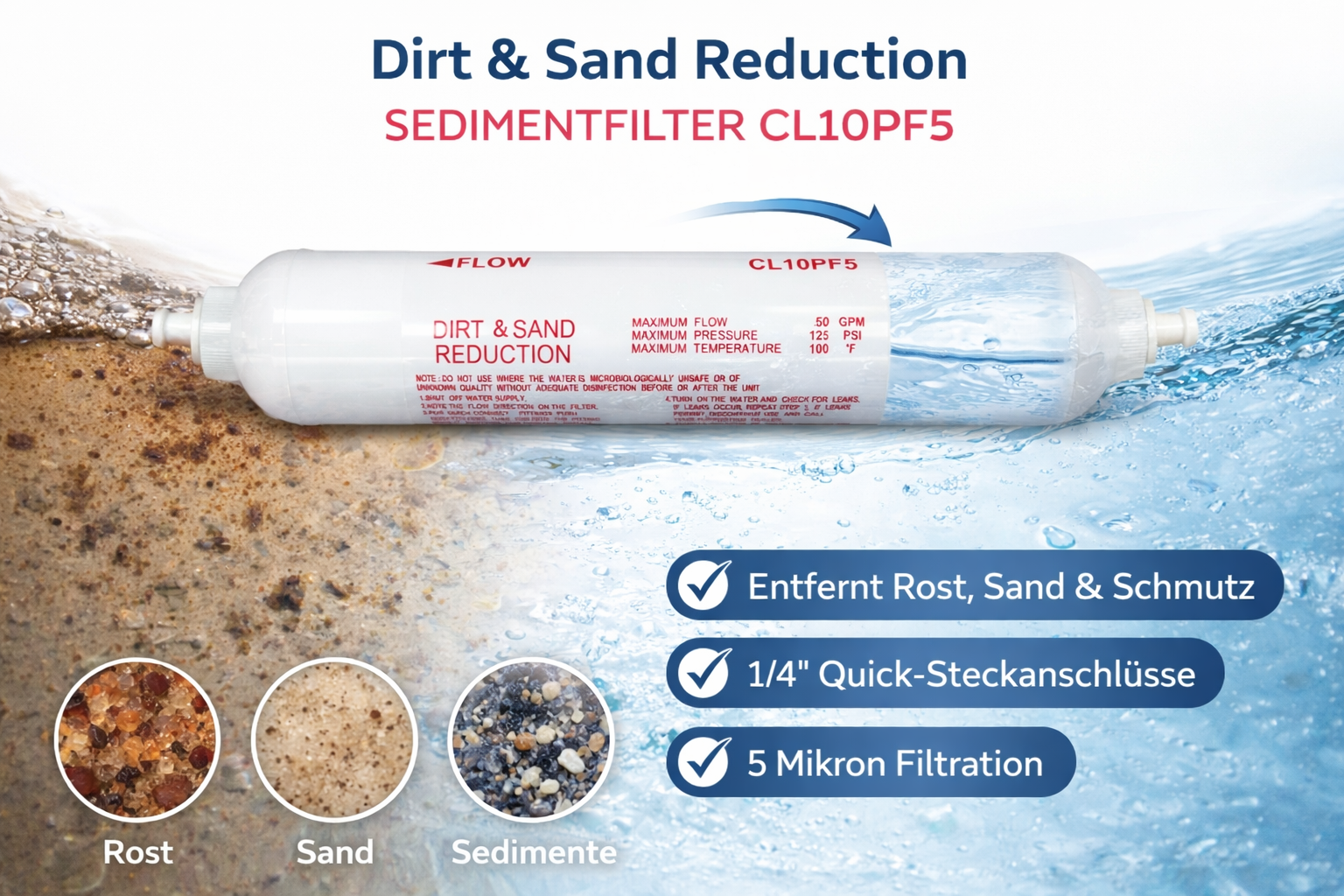 Sedimentfilter T33 Quick für Reiseanlage